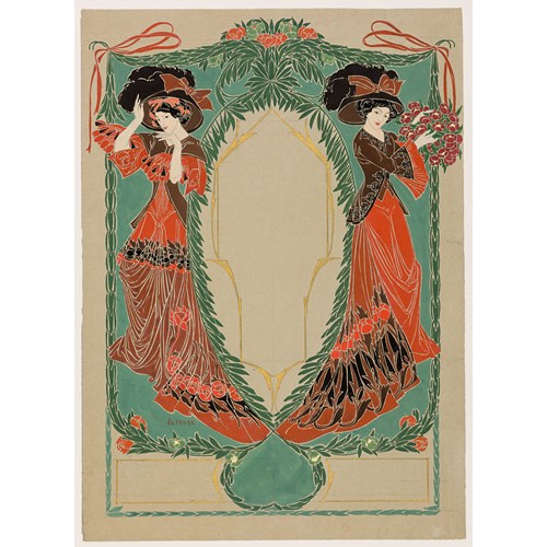 Two Elegant Women: Design for the Cover of Les Modes
